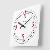 ユーロモダン1赤時計 スクエア壁時計 (傾斜)