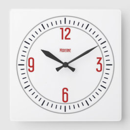 ユーロモダン1赤時計 スクエア壁時計
