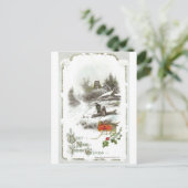 ユーロロビンズとスノーハムレットヴィンテージ新年 シーズンポストカード (スタンド正面)