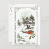 ユーロロビンズとスノーハムレットヴィンテージ新年 シーズンポストカード (正面/裏面)