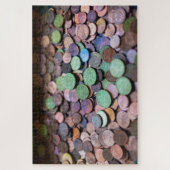 ユーロ硬貨の多い賽銭-難しい ジグソーパズル (縦)