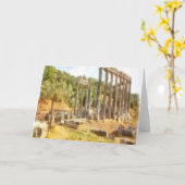 ユーロ落ちたモス遺跡、トゥルキエ水彩画 カード (黄色い花)