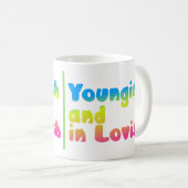 ユーングでラブリーなレインボーテキストの面白いバレンタイン コーヒーマグカップ (正面右)