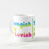 ユーングでラブリーなレインボーテキストの面白いバレンタイン コーヒーマグカップ (正面左)