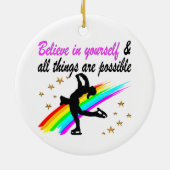 ユー後を追姿スケートで滑るドリームズデザイン セラミックオーナメント (裏面)