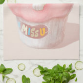 ユー恋しく思カップケーキイラストレーション キッチンタオル (折り畳み)