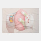 ユー恋しく思カップケーキイラストレーション キッチンタオル (横)