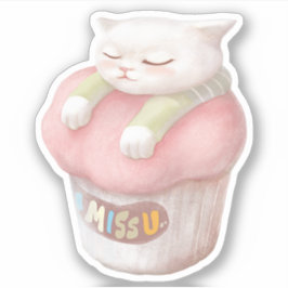 ユー恋しく思カップケーキイラストレーション シール