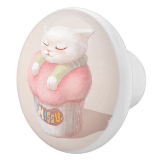 ユー恋しく思カップケーキイラストレーション セラミックノブ (右)