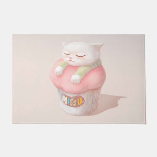 ユー恋しく思カップケーキイラストレーション ドアマット (正面)