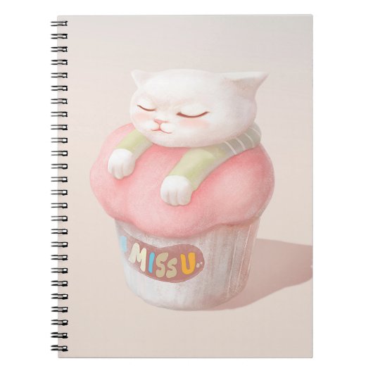 ユー恋しく思カップケーキイラストレーション ノートブック (正面)