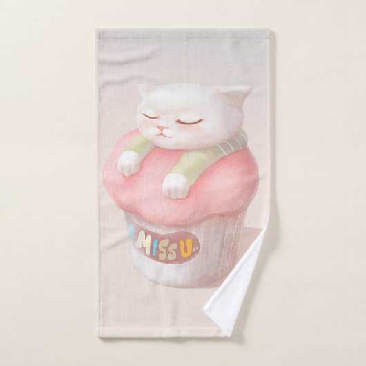 ユー恋しく思カップケーキイラストレーション バスタオルセット (ハンドタオル)