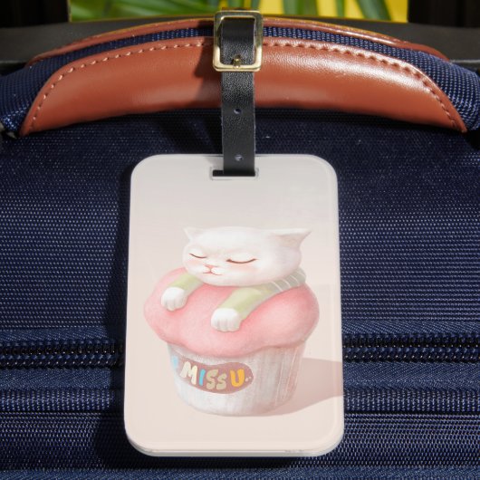 ユー恋しく思カップケーキイラストレーション ラゲッジタグ (正面インサイチュ2)