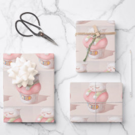 ユー恋しく思カップケーキイラストレーション ラッピングペーパーシート