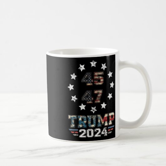 ユー恋しく思ス・トランプ2024米国国旗2の側面 コーヒーマグカップ (右)