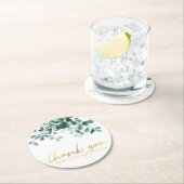 ユー感謝していウォーターカラーユーカリプトゥスグリーンリー金ゴールド ラウンドペーパーコースター (インサイチュ)