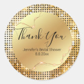 ユー感謝していブライダルシャワー金ゴールド照明ディスコ・レトロ ラウンドシール (正面)