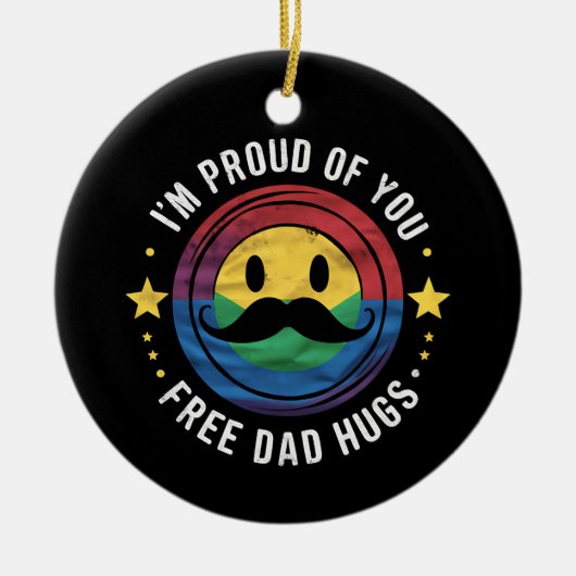 ユー誇りを持ったフリーパパハグゲイプライド同盟LGBTQ セラミックオーナメント (正面)