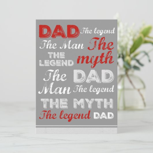 ユ父の日のカード 灰色 赤 引用 タイポグラフィ サンキューカード (スタンド正面)