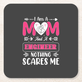 ユ面白いエンジニアママ、エンジニアママ スクエアペーパーコースター