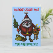 ユ面白いクリスマスの招待状カード 招待状 (スタンド正面)