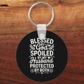 ユ面白いシルエット妻アート 女性 ガールズ Mpy 古い夫 キーホルダー (正面)