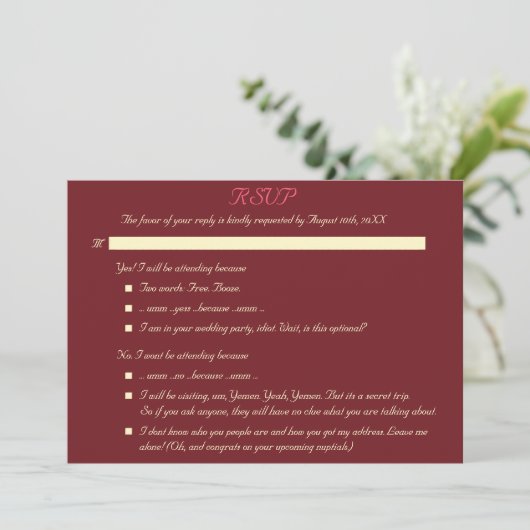 ユ面白い上品なカスタマイズ結婚式出欠確認招待状 招待状 (スタンド正面)