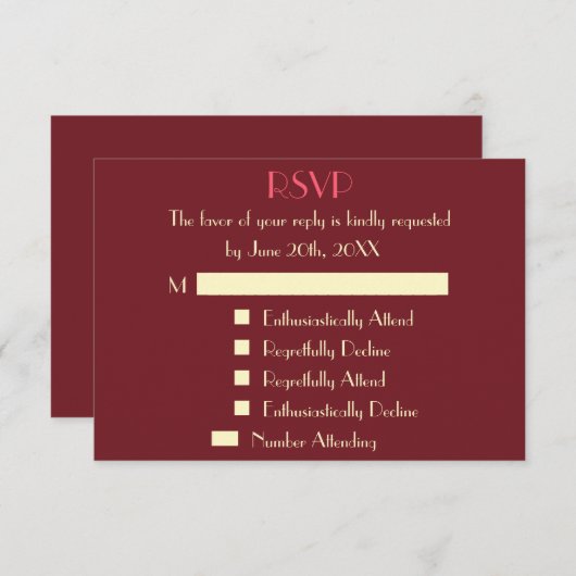 ユ面白い現代風カスタマイズ結婚式出欠返信招待状 出欠カード (正面/裏面)