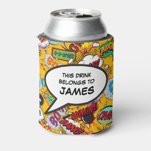 ユ面白い 現代のカスタマイズ可能なコミックブックのスピーチバブル 缶クーラー (缶裏面)