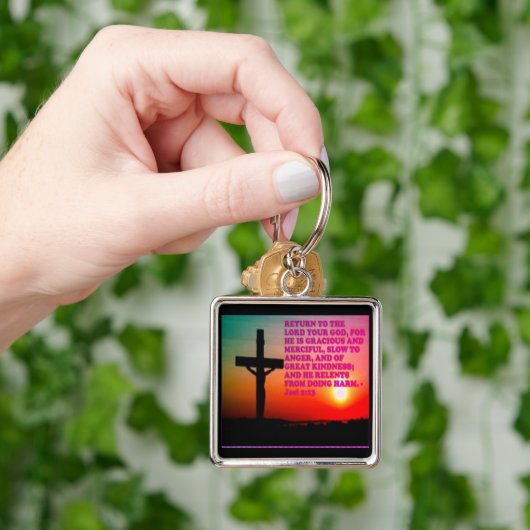 ヨエル2:13からの聖書の聖句。 キーホルダー (手)