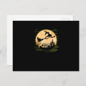 ヨガおもしろいウィッチ女性女子ハロウィーンの衣装 シーズンポストカード (正面/裏面)