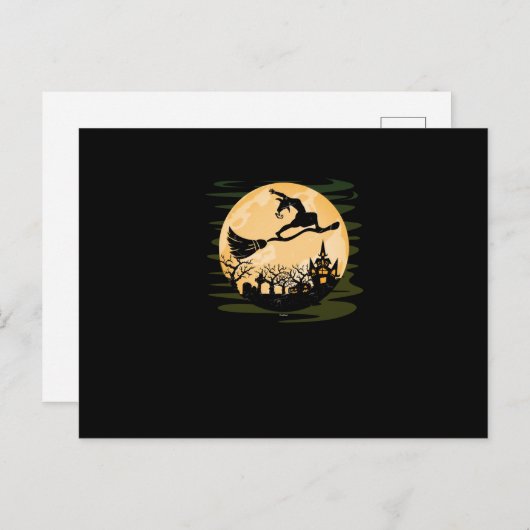 ヨガおもしろいウィッチ女性女子ハロウィーンの衣装 シーズンポストカード (正面/裏面)