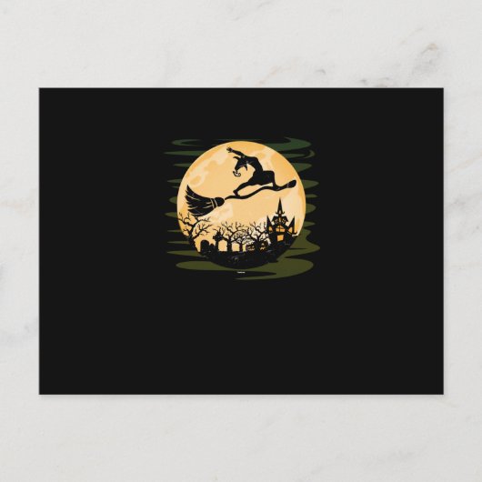 ヨガおもしろいウィッチ女性女子ハロウィーンの衣装 シーズンポストカード (正面)