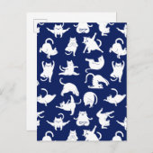 ヨガおもしろいスポーツの青い猫 案内ポストカード (正面/裏面)