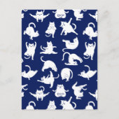 ヨガおもしろいスポーツの青い猫 案内ポストカード (正面)