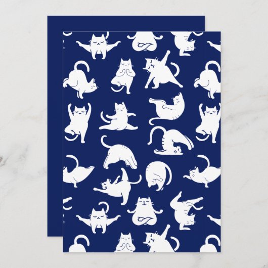 ヨガおもしろいスポーツの青い猫 案内状 (正面/裏面)