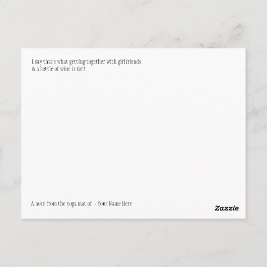 ヨガおもしろいユーモアポーズハガキ – 戻って見て! ポストカード (裏面)