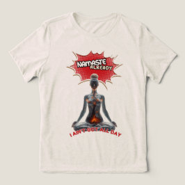 ヨガおもしろい漫画アポップ・アートのート – "ナマステ既" トライブレンドTシャツ