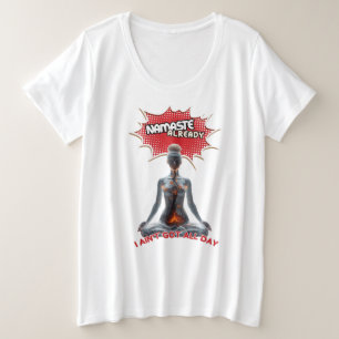 ヨガおもしろい漫画アポップ・アートのート – "ナマステ既" プラスサイズTシャツ