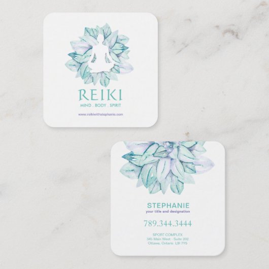 ヨガおよび霊気の名刺 スクエア名刺 (正面/裏面)