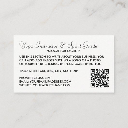 ヨガお洒落モダンインストラクター 名刺 (裏面)