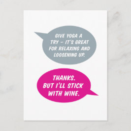 ヨガかワインか？もっとリラックスだ。おもしろい ポストカード