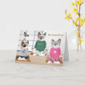 ヨガが子猫グリーティングカード カード (黄色い花)