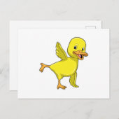 ヨガでストレッチするアヒル ポストカード (正面/裏面)