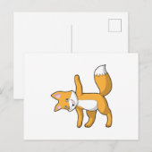 ヨガでストレッチするキツネ ポストカード (正面/裏面)