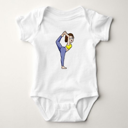 ヨガでストレッチする女性の脚 ベビーボディスーツ (正面)