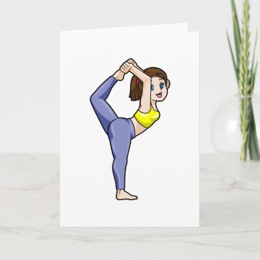 ヨガでストレッチする女性　脚のエクササイズ カード (正面)