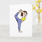 ヨガでストレッチする女性　脚のエクササイズ カード (黄色い花)