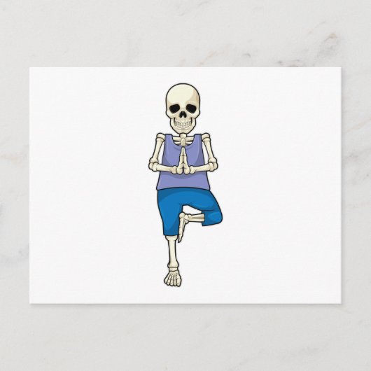 ヨガでストレッチする骸骨 ポストカード (正面)