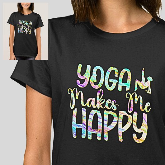 ヨガでハッピーなパステル、黒に染まる Tシャツ
